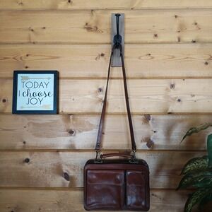 Vintage Brown Leather Purse Satchel Messenger Briefcase HandBag Shoulder Bag